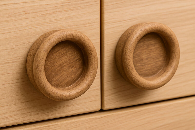 HomeRoots Set of Two Brown Wood Drawer Pull Knobs image number 1