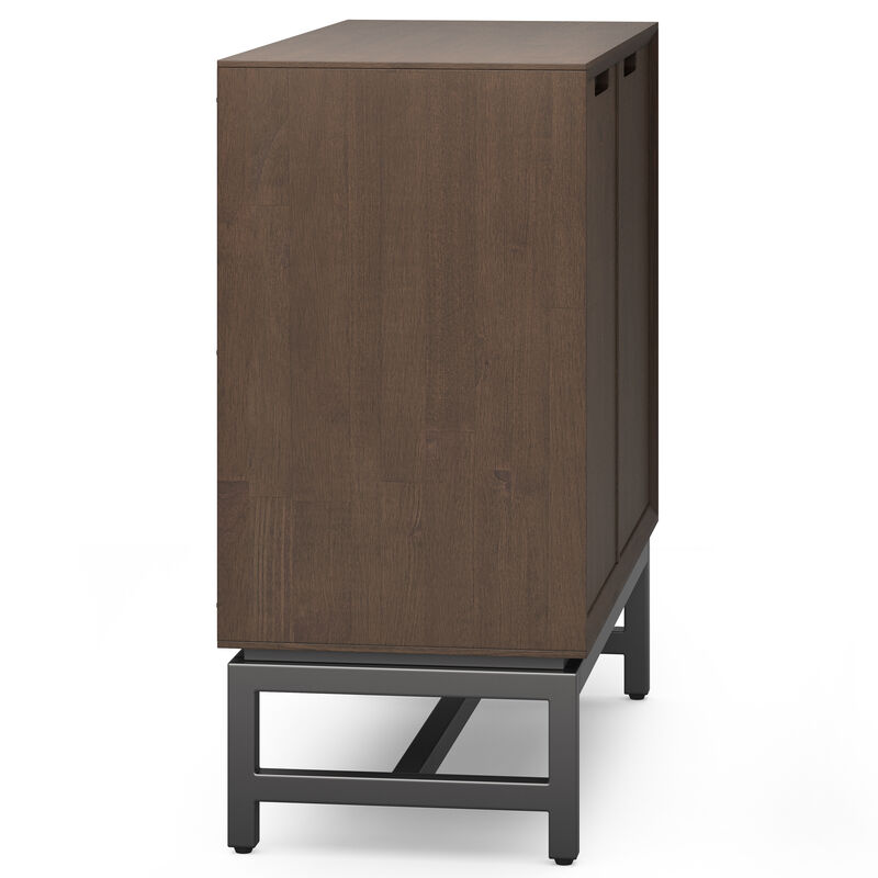 Banting SOLID HARDWOOD 32 inch Wide Modern Industrial Low Storage Cabinet in Walnut Brown
