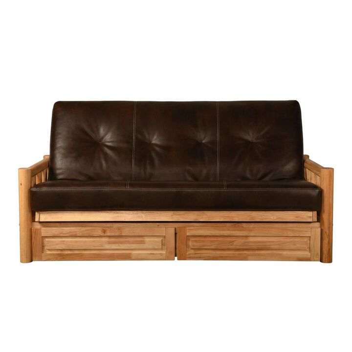 Lodge Frame-Natural Finish-Oregon Trail Java Mattress-Storage Drawers