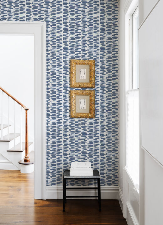 Myrtle Indigo Abstract Stripe Wallpaper