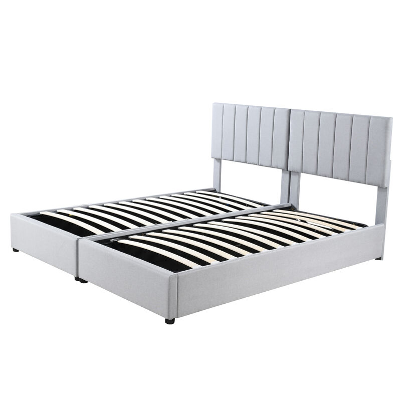 Merax Upholstered Platform Bed with Hydraulic Storage System