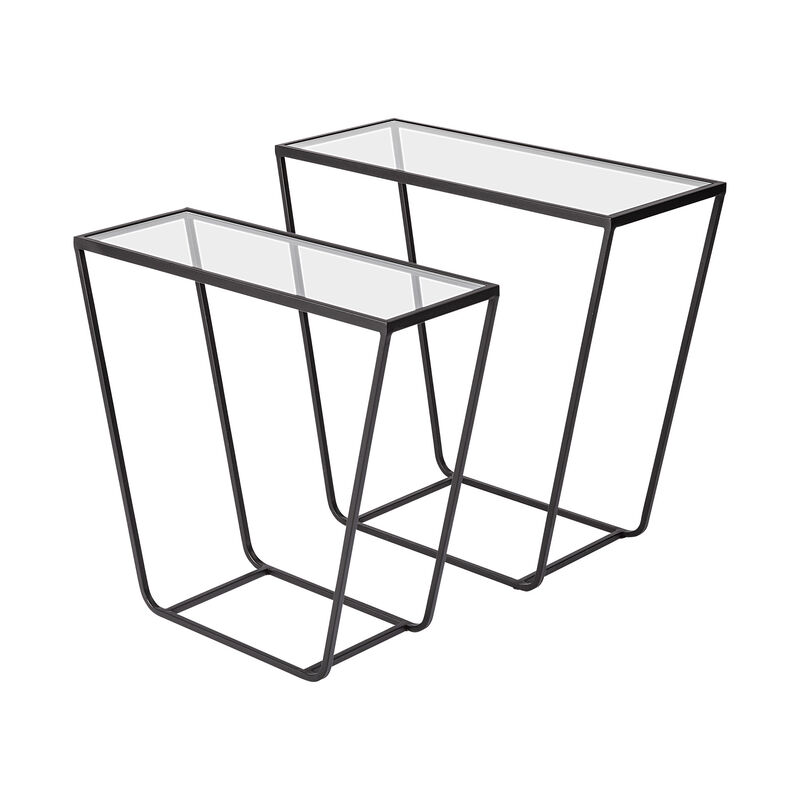HomeRoots 10" Clear Glass and Metal Frame Console Table image number 2