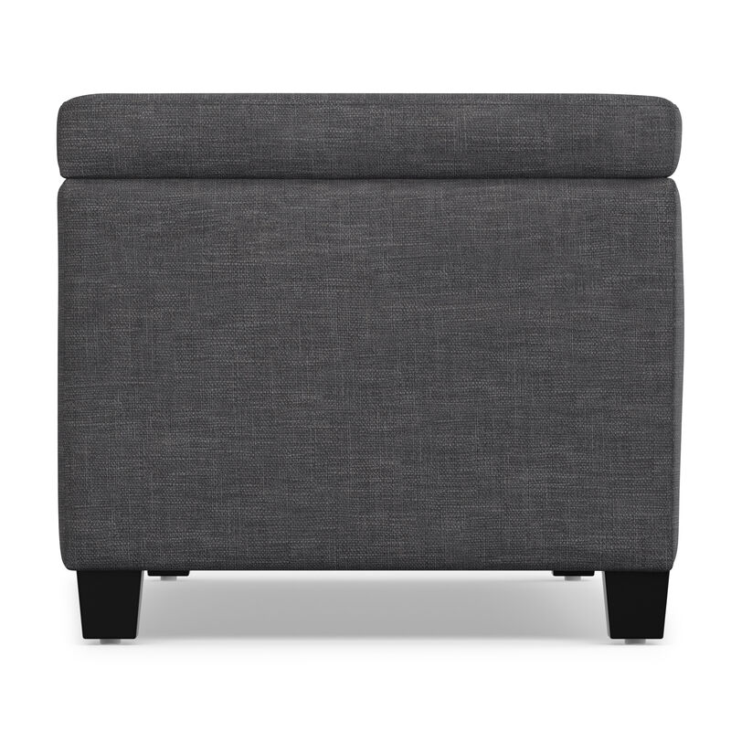 Avalon 48 inch Wide Contemporary Rectangle Storage Ottoman Bench in Slate Grey Linen Look Fabric, Assembled image number 4