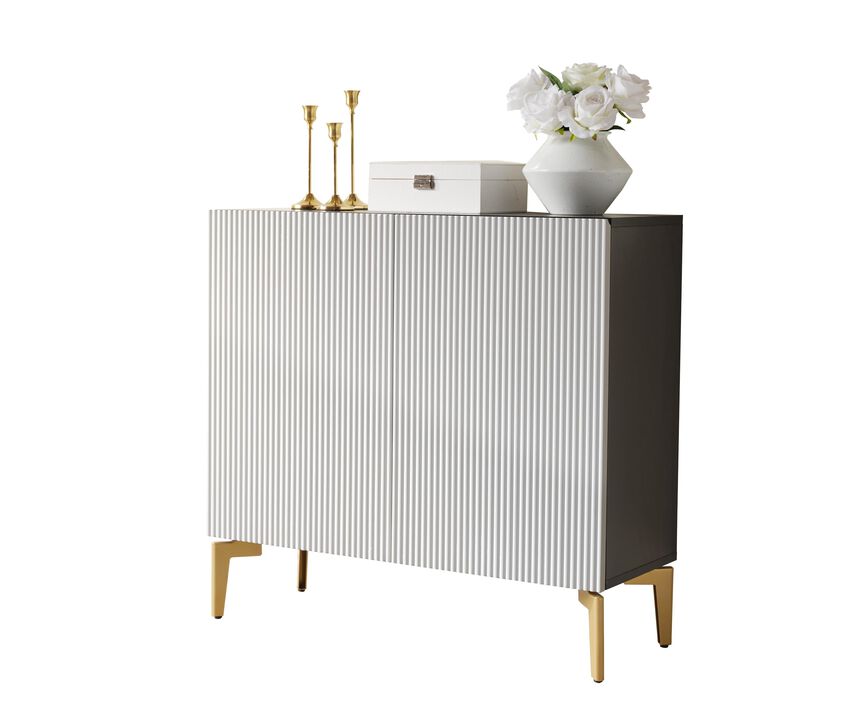 Kings Brand Furniture George Console Table for Entryway, Wood Sofa Table, Elegant Hallway Tables (Black Frame, White Door)