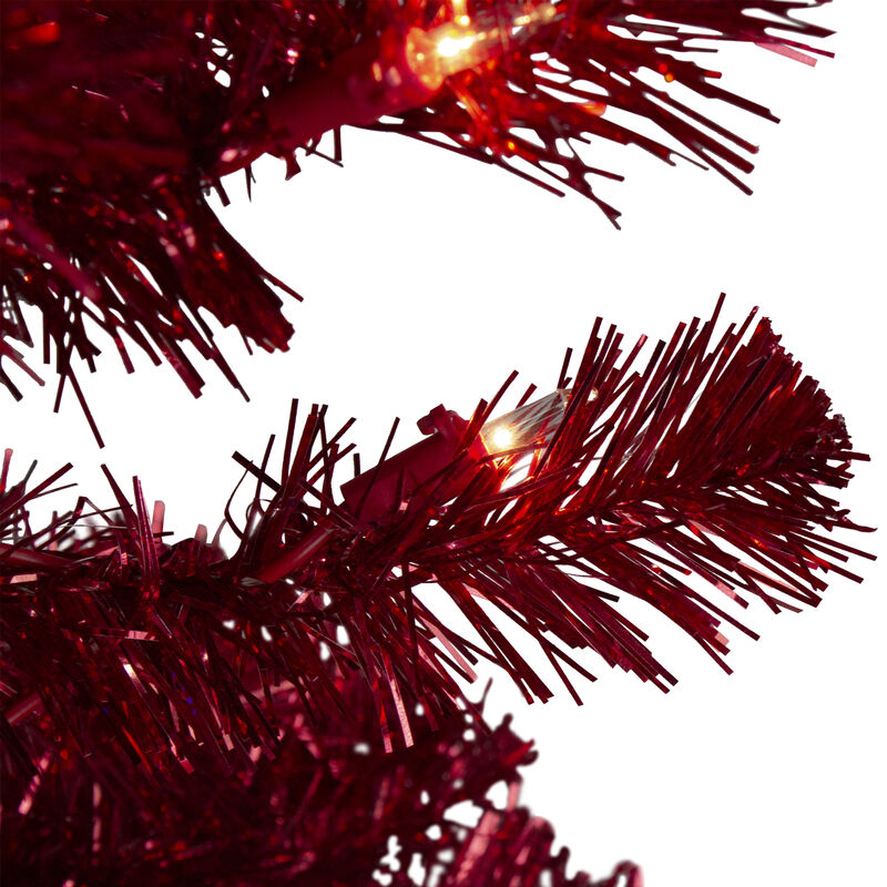 6' Pre-Lit Pencil Red Artificial Christmas Tree - Clear Lights image number 1