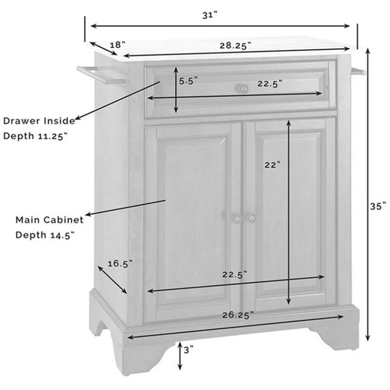Lafayette Wood Top Portable Kitchen Island/Cart