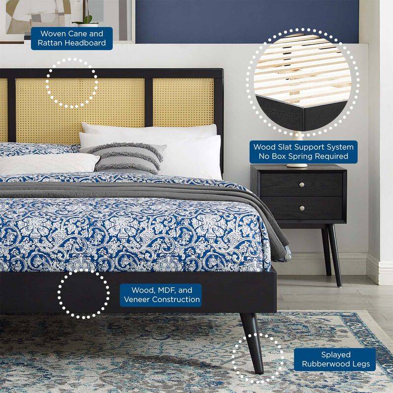 Modway - Kelsea Cane and Wood King Platform Bed with Splayed Legs image number 7