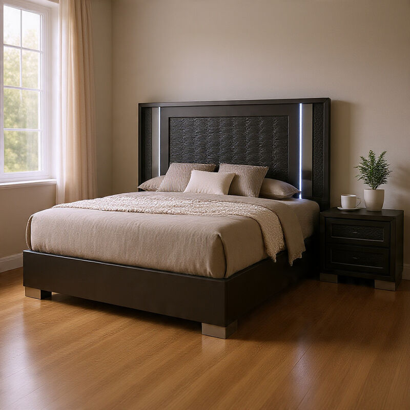 Queen Bedroom Set, White, Gray Wood, 2 Piece Set with Nightstand image number 8