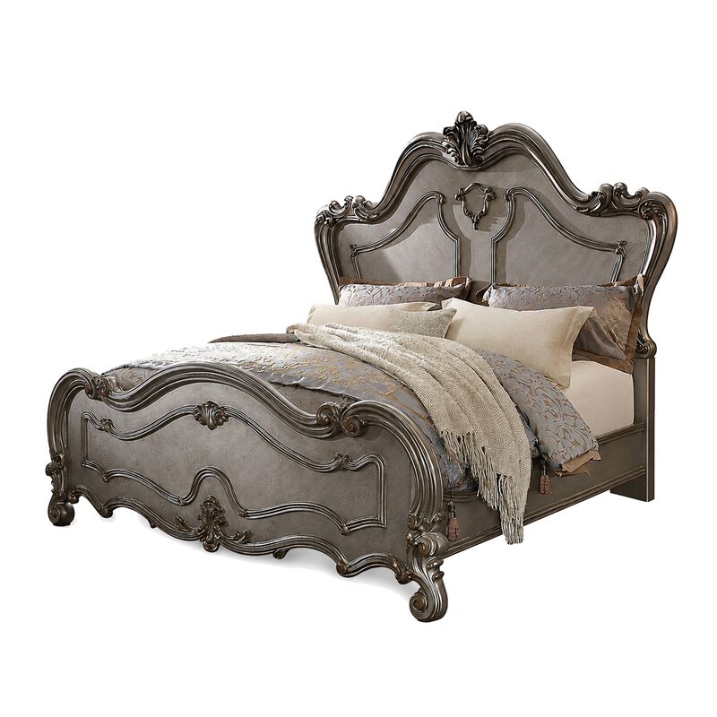 2pc Queen Bedroom Set, Silver and Gray, Nightstand image number 4