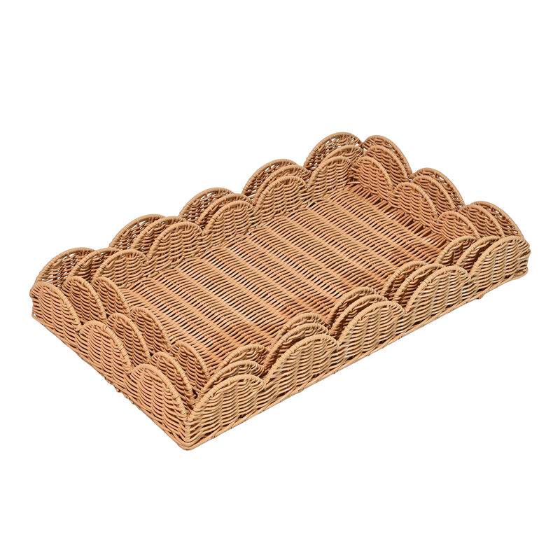 Parker Southwestern Cottage Resin Scalloped Rectangular Decorative Serving Trays image number 4