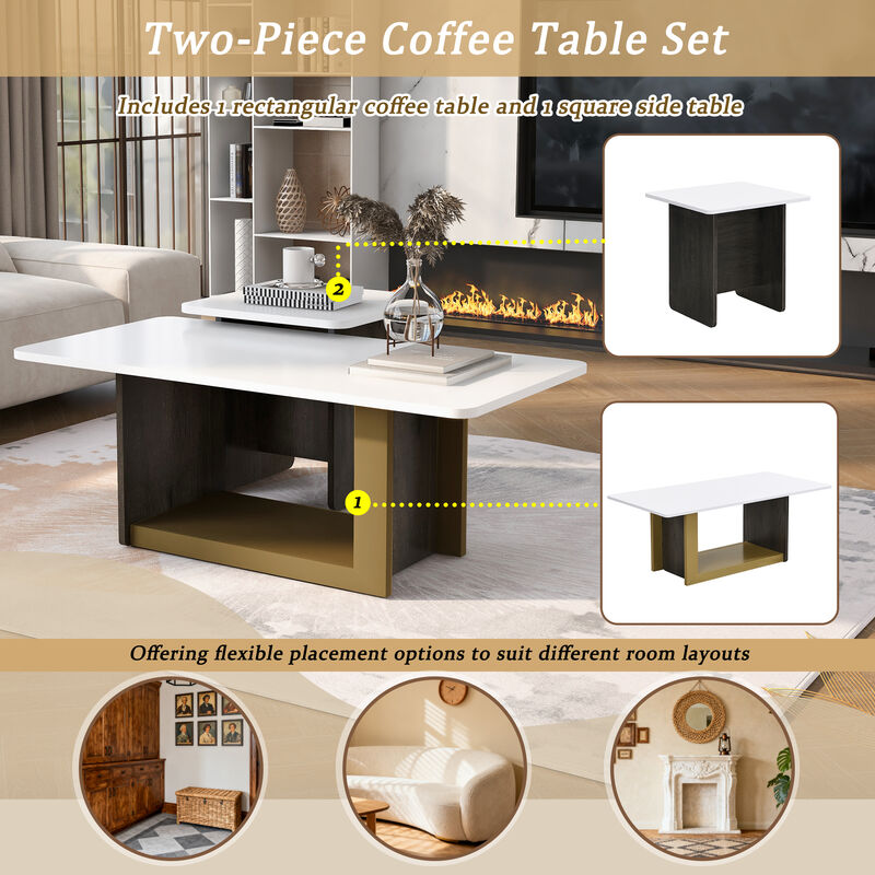 Merax Two-Piece Modern Coffee Table Set