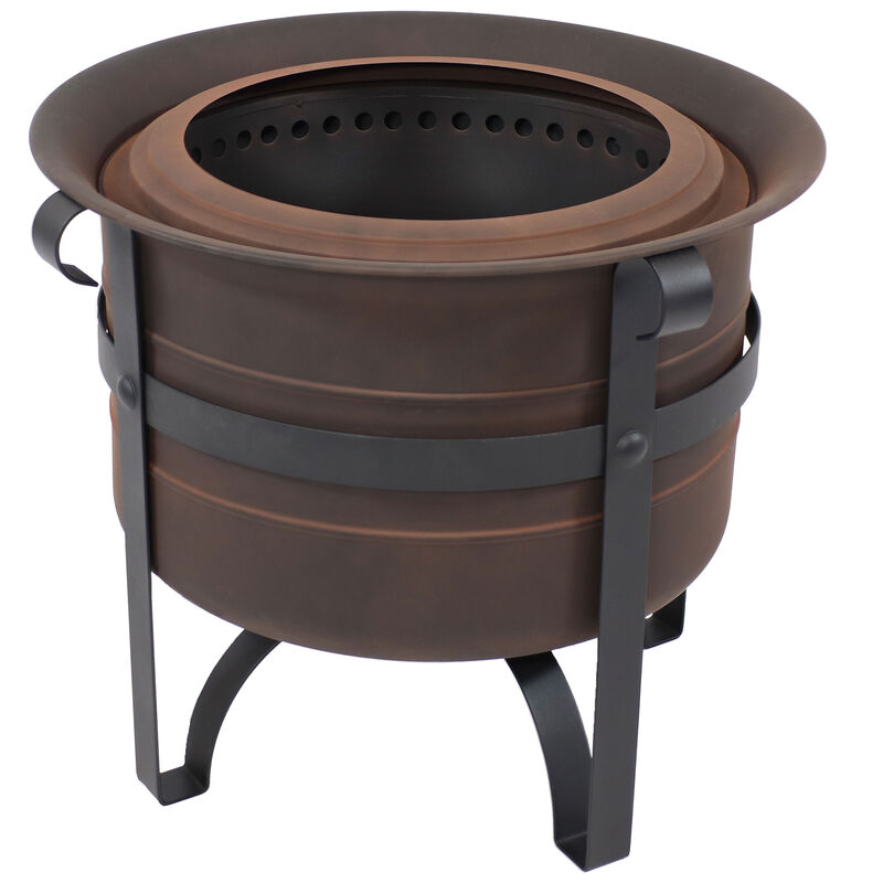Sunnydaze Steel Cauldron-Style Smokeless Fire Pit with Poker