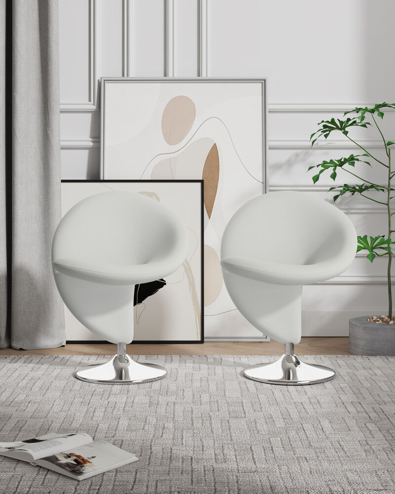 Curl Cream Swivel Accent Chairs (Set of 2)