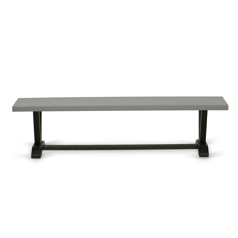 East West Furniture V-Style Dining Bench with Wood Seat, 72x15x18 Inch, VB697