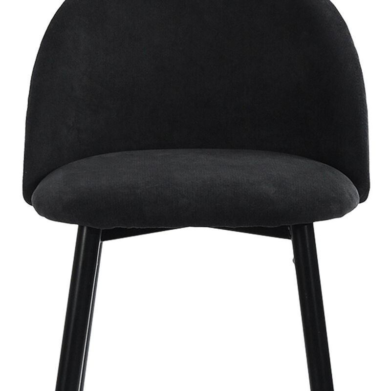 HomeRoots Set of Two 26" Blue And Black Fabric And Steel Low Back Counter Height Bar Chairs image number 2