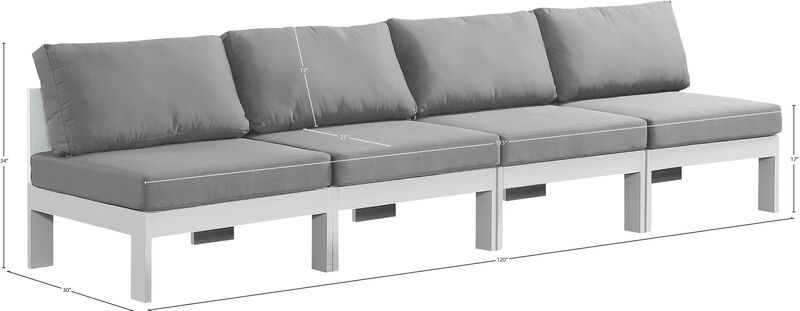 Meridian Furniture Nizuc Grey Water Resistant Fabric Outdoor Patio Modular Sofa image number 7