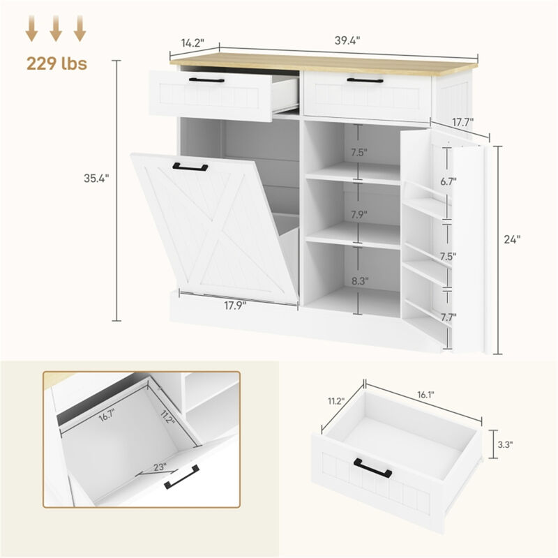 Modern Kitchen Storage Cabinet with Shelves and Doors