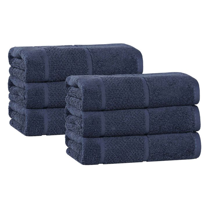 6 Piece Hand Towel Set in Viscose Cotton Blend with Textured Design