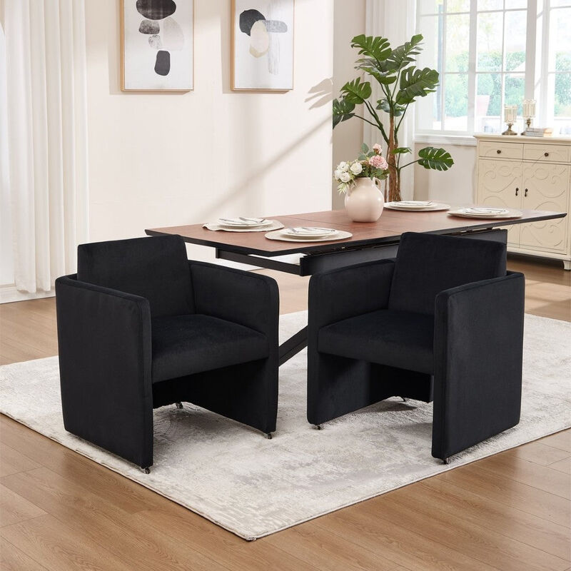 Envelor Modern Velvet Upholstered Barrel Accent Chair with Solid Wood Legs image number 5