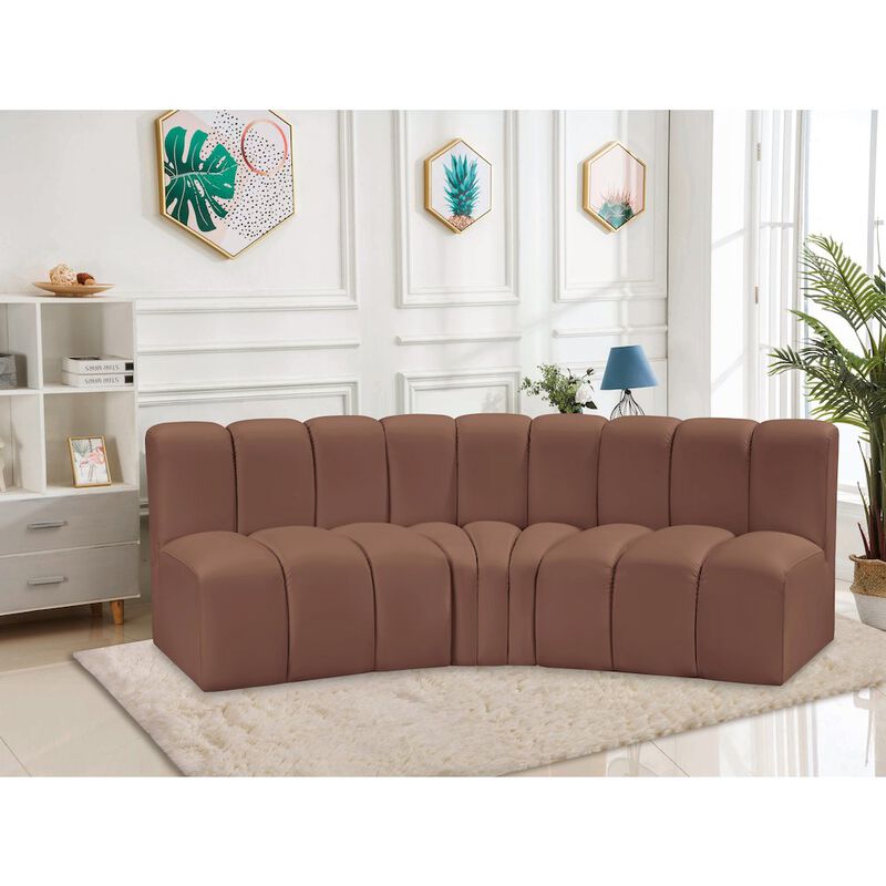 Meridian Furniture Arc Cognac Vegan Leather Modular Sofa