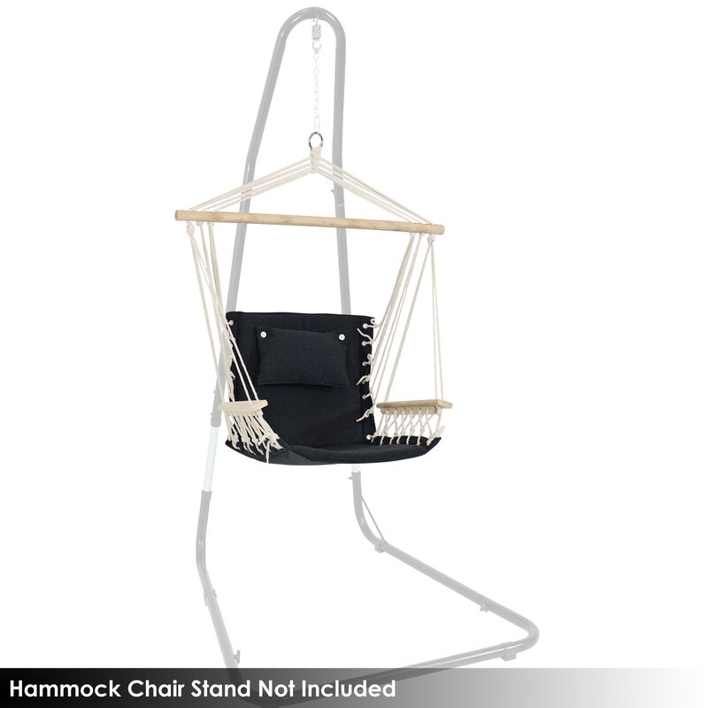 Sunnydaze Polycotton Padded Hammock Chair with Spreader Bar - Storm