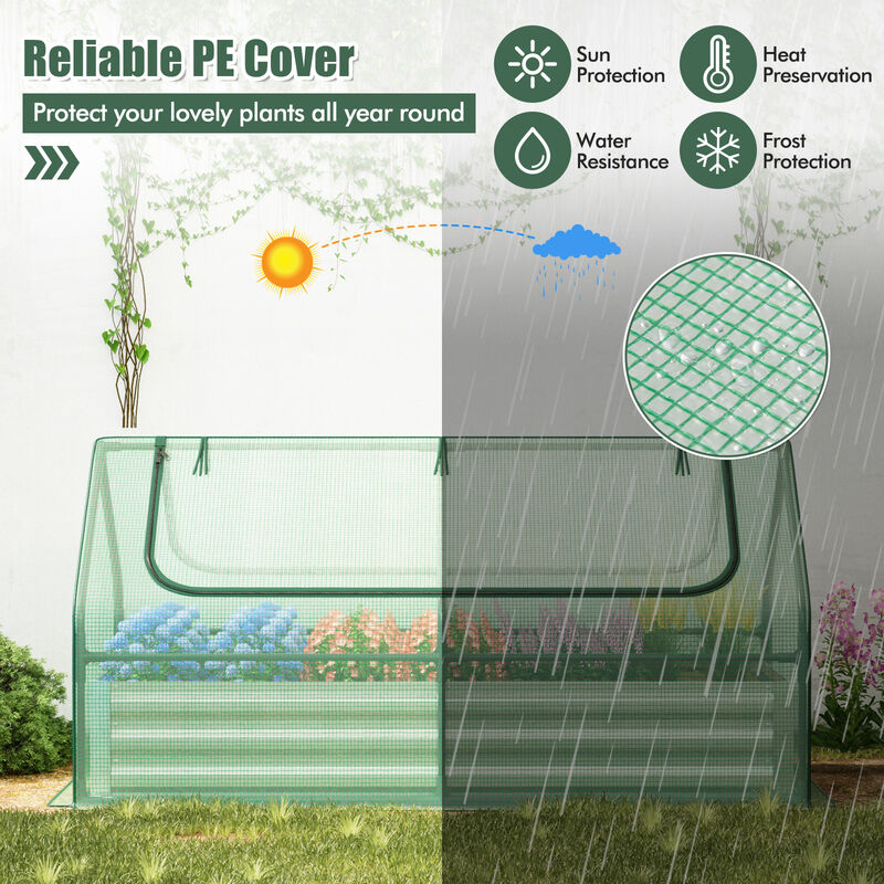 Galvanized Raised Garden Bed with Greenhouse for Year-Round Plant Growth