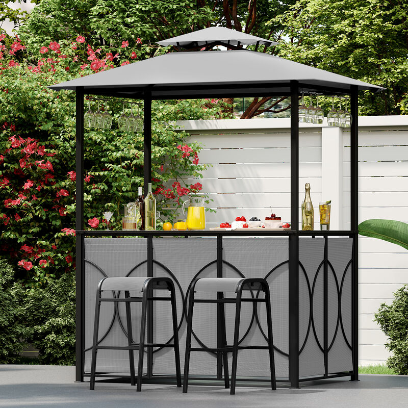 Outdoor Grill Gazebo Set with Bar Table and 2 Stools &ndash; Perfect for BBQ Parties