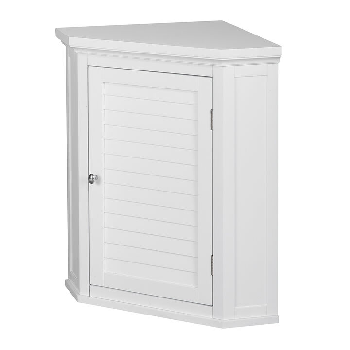 Teamson Home Glancy One Shutter Door Removable Wooden Corner Wall Cabinet White