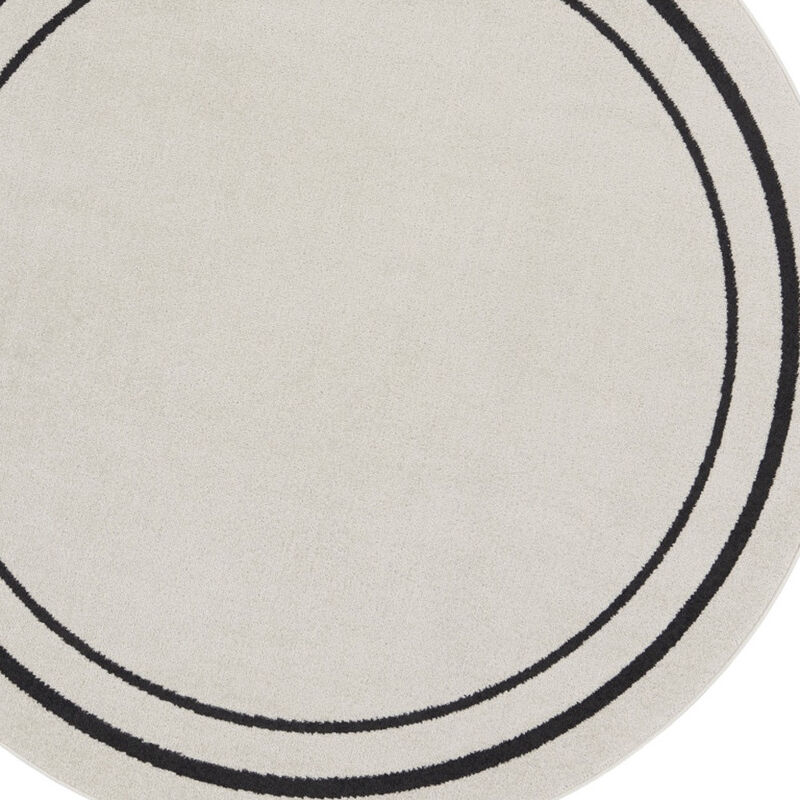 HomeRoots 6' Ivory And Black Round Indoor Outdoor Area Rug image number 2