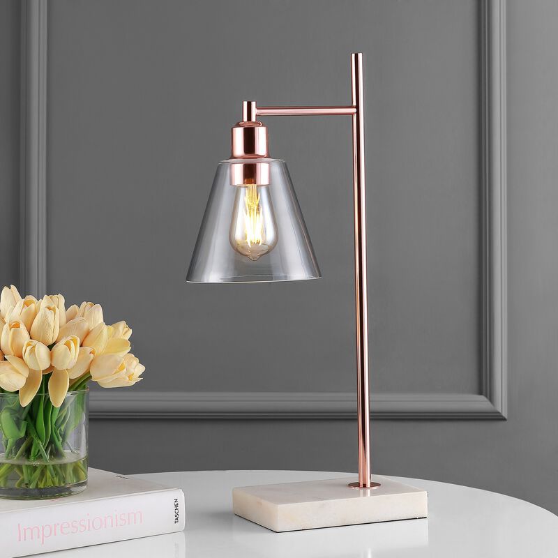 Lorena Modern Glam Metal/Marble LED Table Lamp