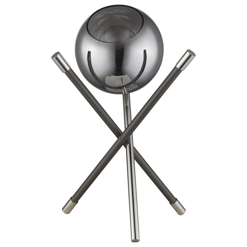 HomeRoots 18" Black Metal Tripod Table Lamp With Nickel Globe Shade image number 0