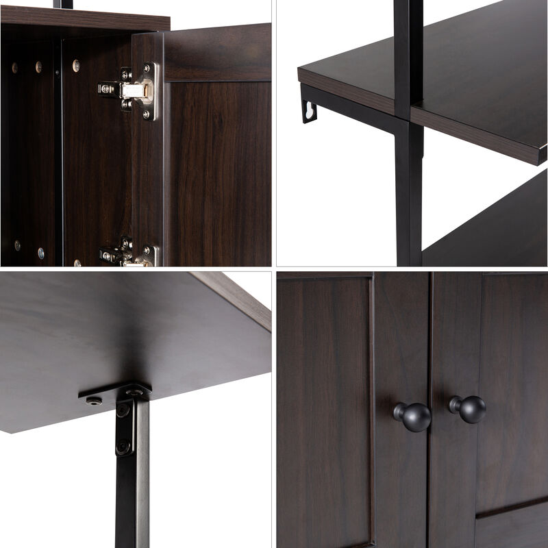 Industrial 4-Shelf Wood Wall-Mounted Open Ladder Bookcase