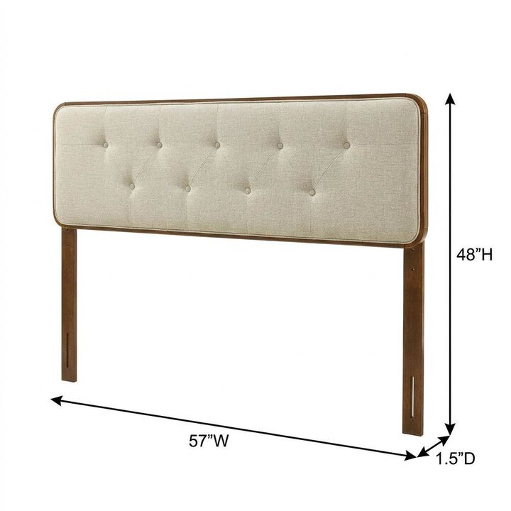 Tufted Fabric Full Headboard with Wood Frame and Classic Design