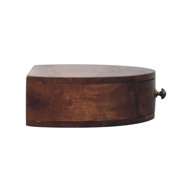 HomeRoots 16" Brown Solid Wood One Drawer Half Moon Floating Nightstand image number 0