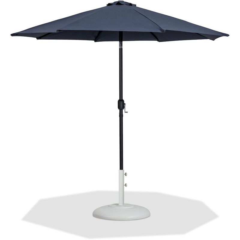 Meridian Furniture Fiji Grey Fabric / Matte White Aluminum Patio Umbrella with Base Sets