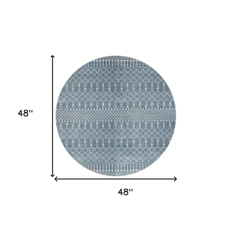 HomeRoots Geometric Power Loom Round Rug image number 3