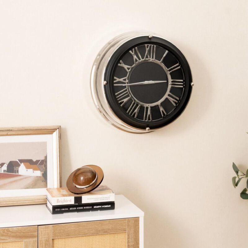 Hivvago Silent Wall Clock with Silver Frame