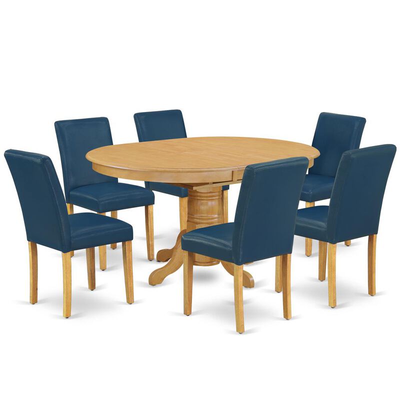 East West Furniture Dining Room Set Oak, AVAB7-OAK-55