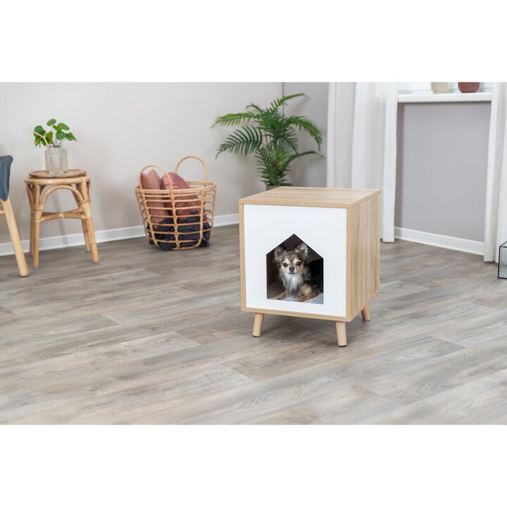 TRIXIE Isa Indoor Wooden Cat Condo, Modern Cat Bed Side Table with Cozy Cushion