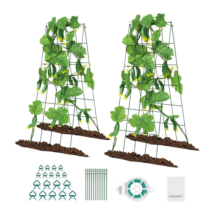 Garden Trellis A-Frame Design &ndash; Foldable Metal Structure for Cucumbers, Beans, and Vertical Plant Support Outdoors