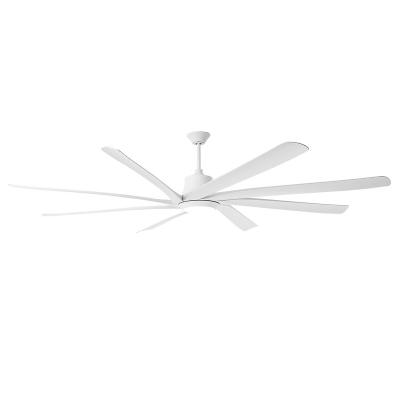 100" Modern Matte White Dimmable Reversible Aero Blade Ceiling Fan with Light and Remote image number 0