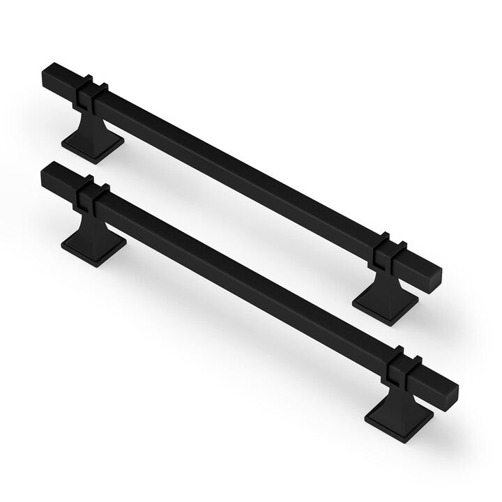 Lepatape 30 Pack 7-1/2 Inch Black Cabinet Handles Matte Black Cabinet Pulls, Square Kitchen Cabinet Handles Dresser Drawer Pulls