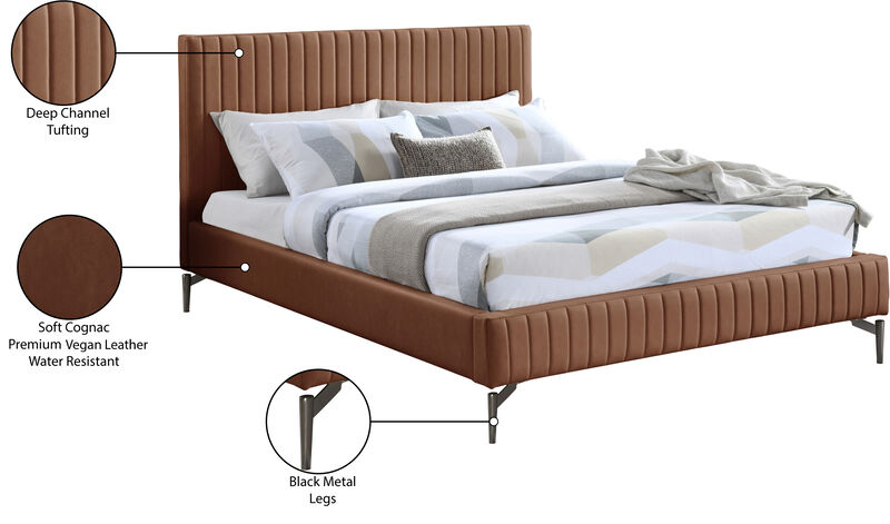 Meridian Furniture Gallo Cognac Vegan Leather Full Bed image number 9