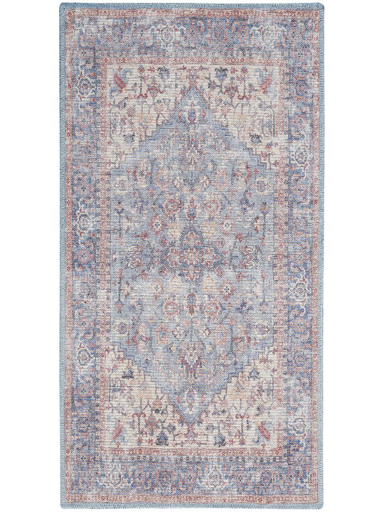 Machine Washable Series 1 SR104 Blue/Multicolor 3' x 5' Rug