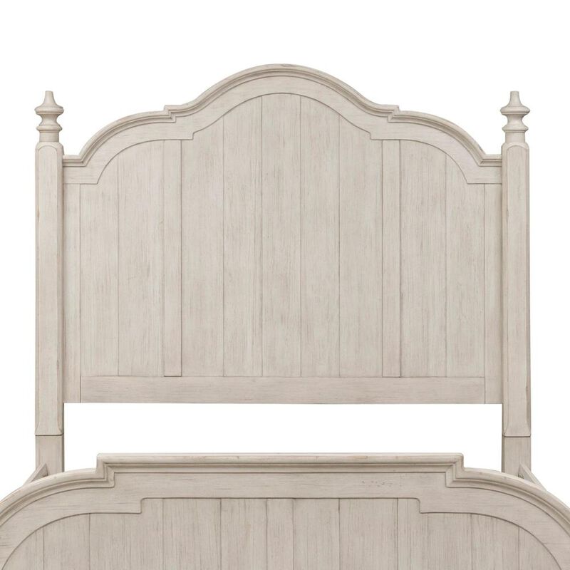 Liberty Furniture Farmhouse Reimagined Queen Poster Bed in Antique White w/ Chestnut Top image number 3