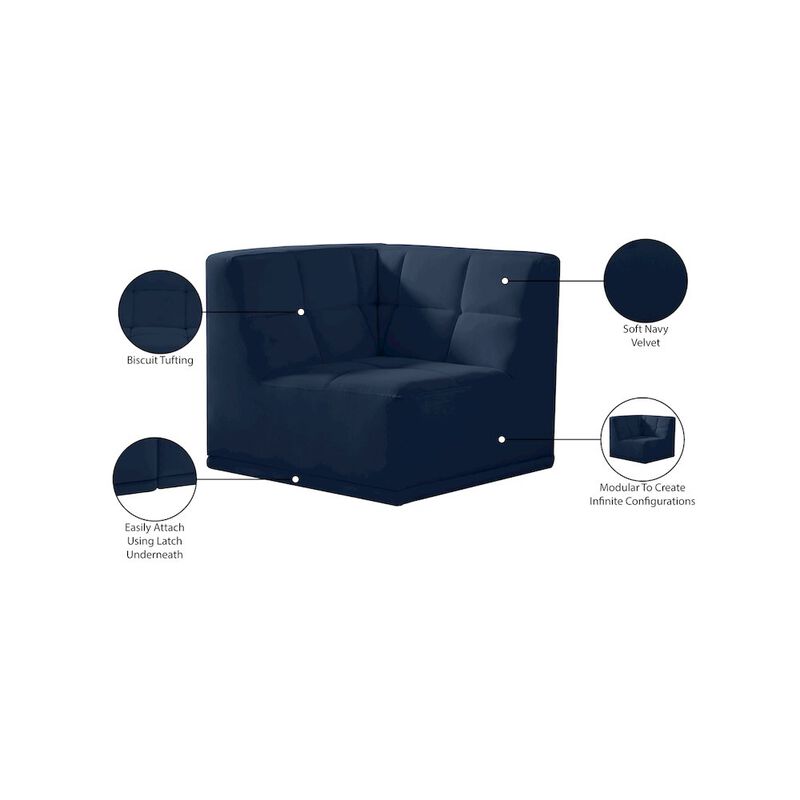 Meridian Furniture Relax Navy Velvet Corner Chair