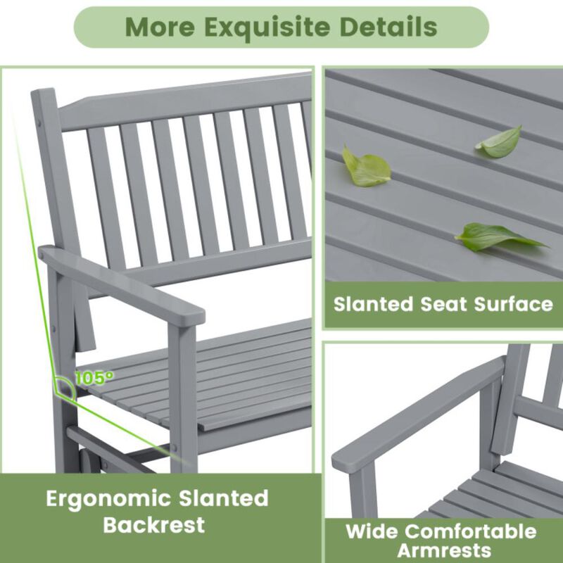 Hivvago 2 Seats Outdoor Glider Bench with Armrests and Slatted Seat