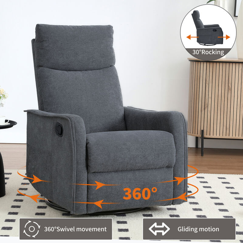 GOODSILO Heat Massage Manual Recliner Chair with Rocker and Swivel for Living Room Relaxation image number 5