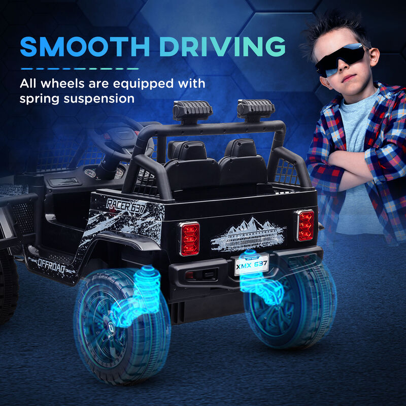 BreeBe 12V Ride on Car, Ride on Truck w/ Remote, 4 Suspension Wheels, 3 MPH Max Speed, Music, Horn & Lights image number 4