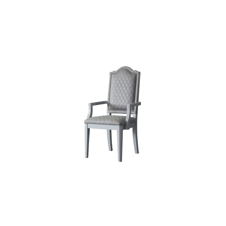 House Marchese ARMCHAIR, Two Tone Gray Fabric & Pearl Gray Finish